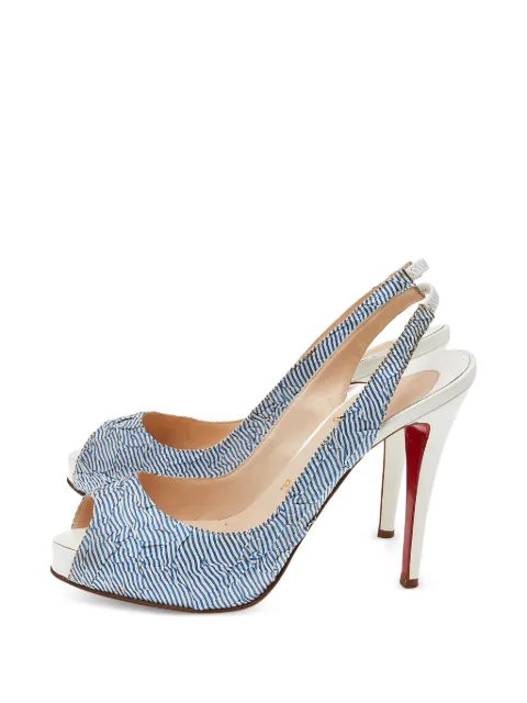 Christian Louboutin Pre-Owned Privé striped open-toe heeled pumps White 533209