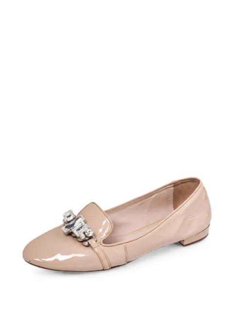 Miu Miu Pre-Owned crystal-embellished loafers Neutrals 466873