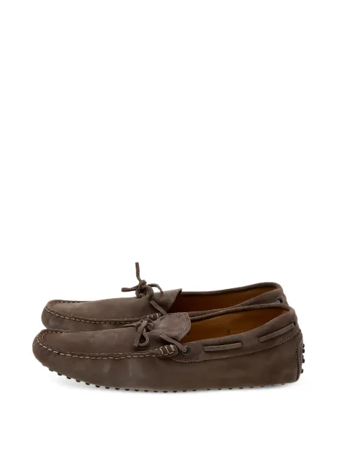 Tod's Vintage suede bow loafers Brown 610602
