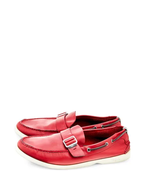 Ferragamo Pre-Owned buckle-strap leather loafers Red 514877