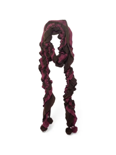 Emporio Armani Pre-Owned ruffled pom-pom scarf Brown 504872