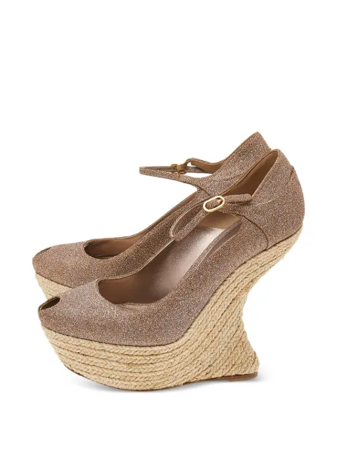 Alexander McQueen Pre-Owned glitter ankle-strap pumps Brown 534532