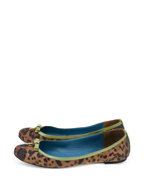 Dolce & Gabbana Pre-Owned leopard-print bow ballet flats Brown 541356