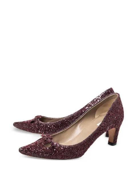 Marc Jacobs Vintage bow-detail glitter pumps Red 467063