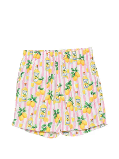 MC2 Saint Barth Lighting striped Limoncello-print swim shorts White LIG0001