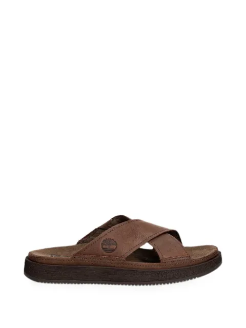 Timberland cross-strap leather sandals Brown TB0A2M17W011