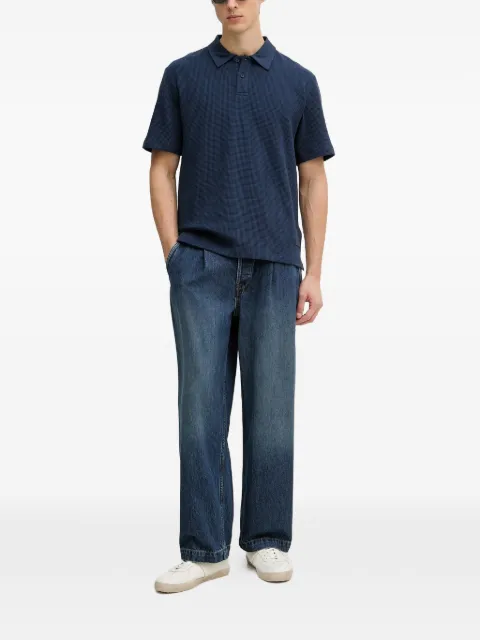 Trussardi waffle-knit short-sleeve polo shirt Blue G5058000102N