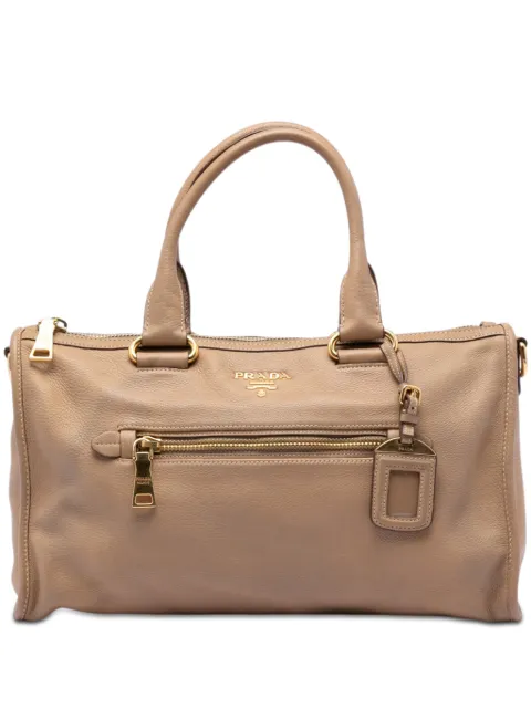 Prada Pre-Owned 2010-2026 Vitello Daino Zip Top satchel Brown MFOZLIUFSO7BV6XQ