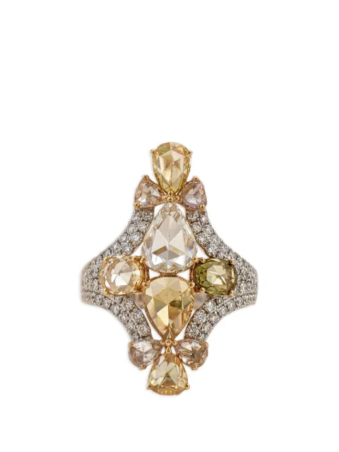 HYT Jewelry floral diamond ring Silver R1363HR