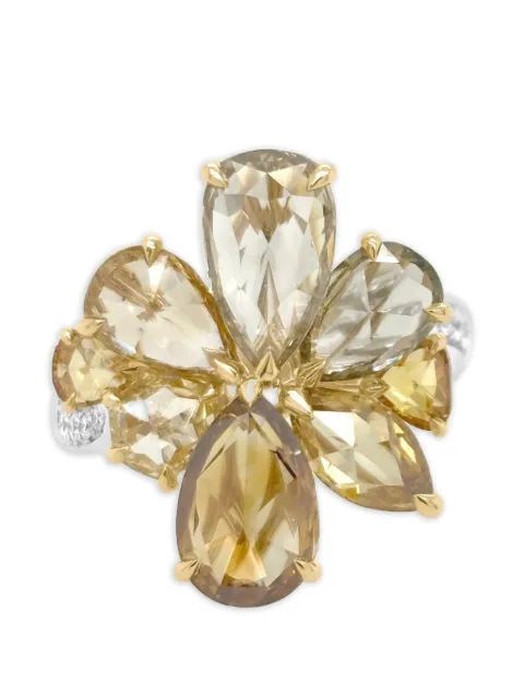 HYT Jewelry floral diamond ring Silver R1237HR