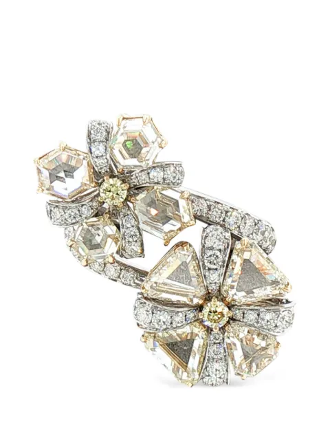 HYT Jewelry floral diamond ring Silver R1420HR