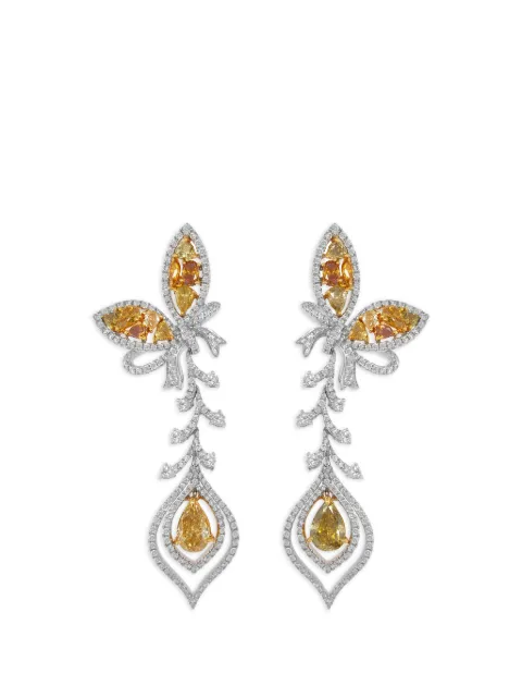 HYT Jewelry butterfly diamond drop earrings Silver HYTE02