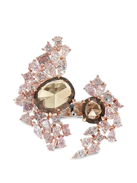 HYT Jewelry floral diamond ring Silver R1385HR