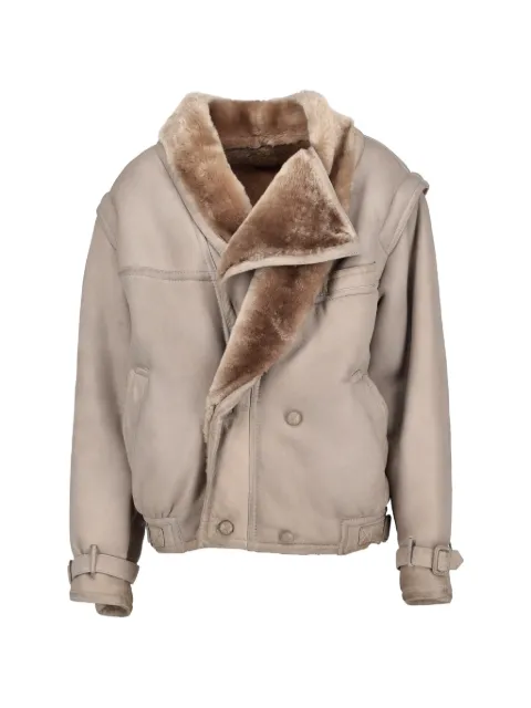 Valentino Garavani Pre-Owned double-breasted shearling jacket Neutrals CVU260221