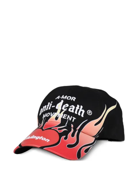 RRR123 Anti Death flame-print cap Black ANTIHA00BLK