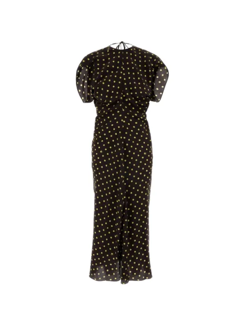 Marni brown crêpe de chine dress with Polka Rhythm print Brown ABMA1596A0UTSG59