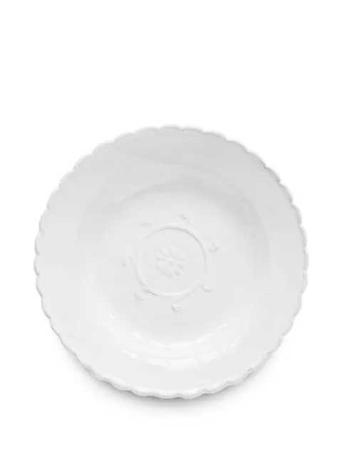 Astier De Villatte Pensée floral-embossed scalloped soup plate White ASCPNS1