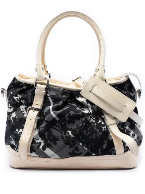 Burberry Pre-Owned 2000-2017 Floral Beat Check Nylon and Patent satchel Grey 92B4BRHPGFGIKEIW