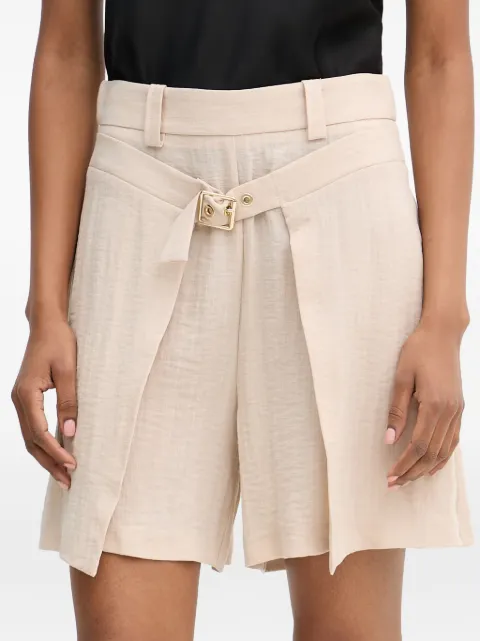 SIMONA CORSELLINI buckled pleated shorts Neutrals P26CPSH00101