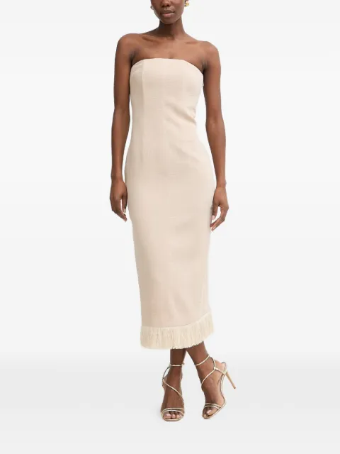 SIMONA CORSELLINI strapless fringed-hem dress Neutrals P26CPAB01301
