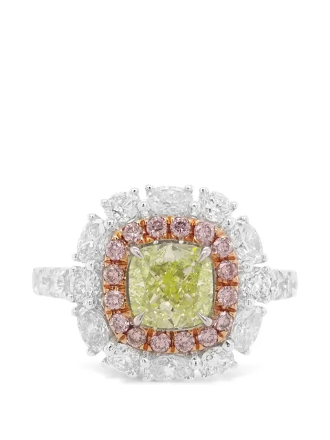 HYT Jewelry flower diamond ring Silver R254KTH