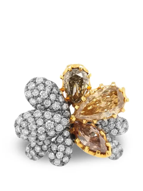 HYT Jewelry flower diamond ring Silver HYTR02