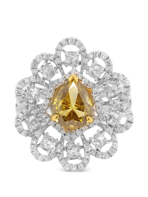 HYT Jewelry floral diamond ring Silver HYTR10