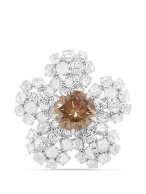 HYT Jewelry flower diamond ring Silver R1033HR