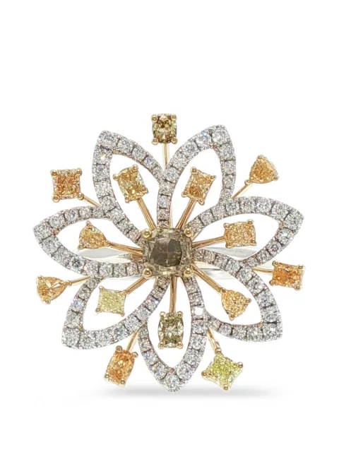 HYT Jewelry floral diamond ring Silver R1362HR