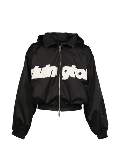 RRR123 Flagship Abbots logo-appliqué hooded jacket Black FLGSJK00
