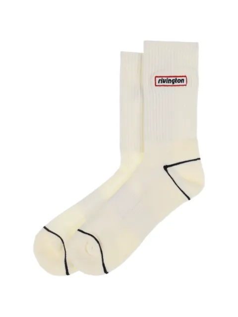 RRR123 logo-patch ribbed-knit socks White RVTNSK90WHITE