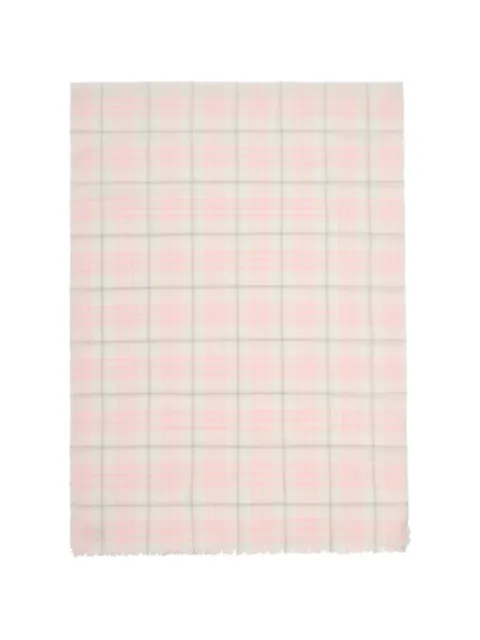 Burberry wide embellished Check wool silk blend scarf Pink 8129636