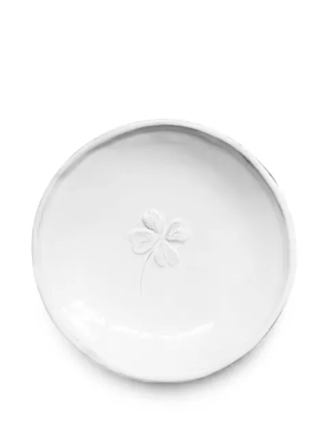 Astier De Villatte small Trèfles clover-embossed plate White ASPTRF00