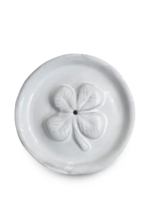 Astier De Villatte Chance clover-embossed incense holder White ENCCHE12