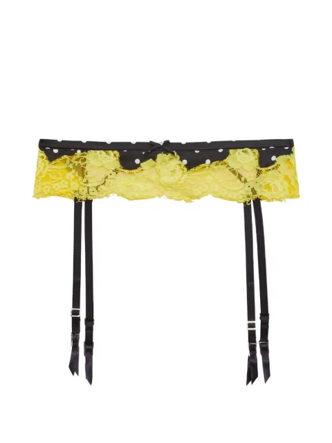 Fleur Du Mal Juliet lace-trim polka-dot garter Yellow GR01031133