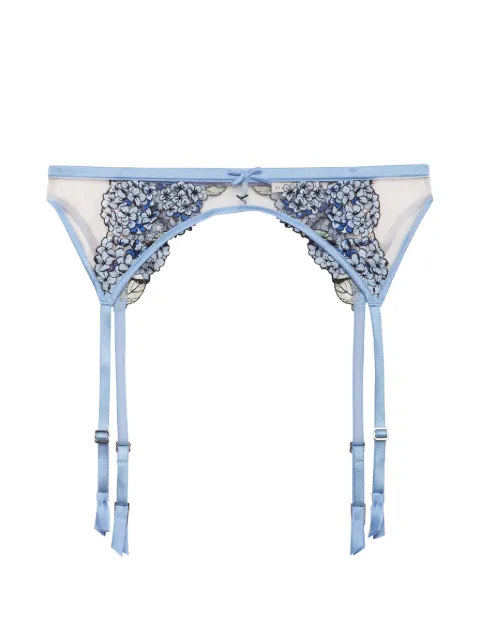Fleur Du Mal Hydrangea floral-embroidered suspender belt Blue GR01131149