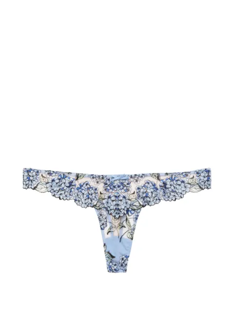 Fleur Du Mal Hydrangea embroidered thongs Blue PY0580