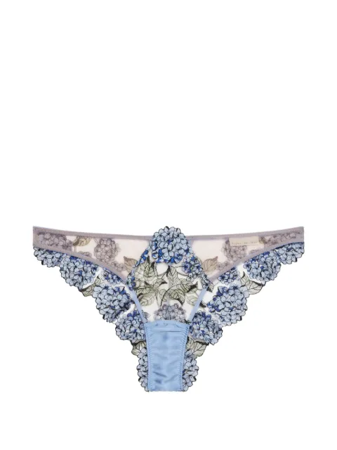 Fleur Du Mal Hydrangea embroidered briefs Blue PY05881149