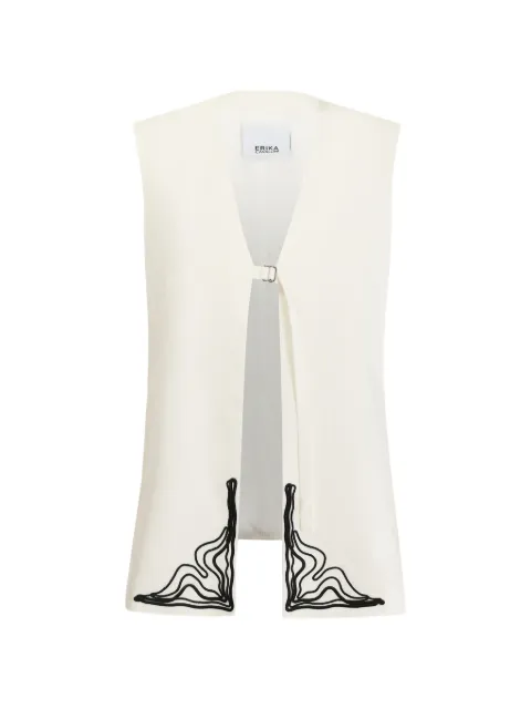 Erika Cavallini embroidered buckle-fastening waistcoat Neutrals E4SF01