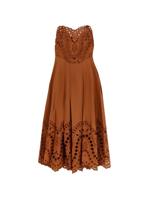 Charo Ruiz Ibiza broderie-anglaise strapless midi dress Brown 263610