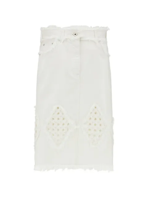 Ferragamo denim skirt with frayed detail White 793941