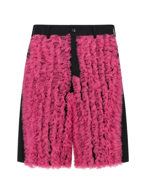 Comme des Garçons Homme Plus ruffled tulle-panelled bermuda shorts Black POP063
