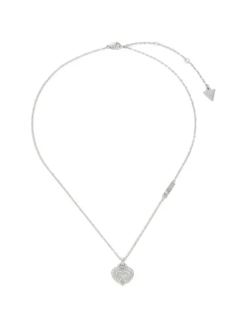 GUESS USA Amami crystal-embellished heart-pendant necklace Silver JUBN04030JW