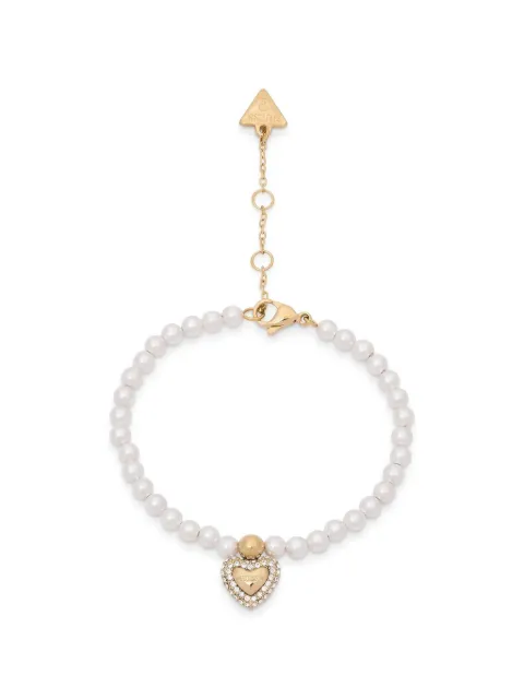 GUESS USA Beloved heart-charm beaded bracelet White JUBB06091JW