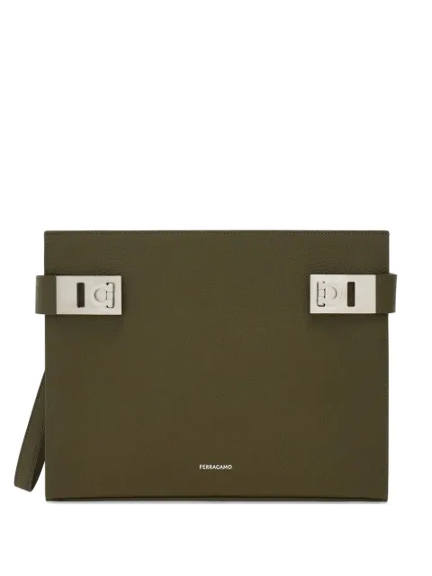 Ferragamo Hug buckle pouch Green 795290
