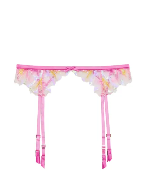 Fleur Du Mal Hibiscus sequin-embellished garter belt Pink GR01141128