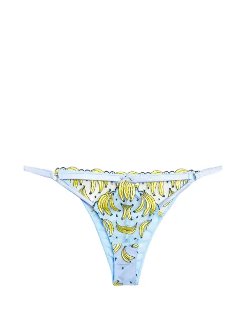 Fleur Du Mal banana-embroidered tanga briefs Blue PY0303612