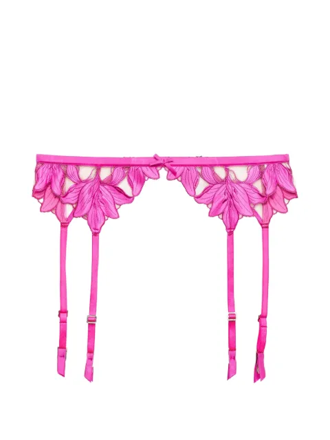 Fleur Du Mal Lily embroidered garter belt Pink GR0108772