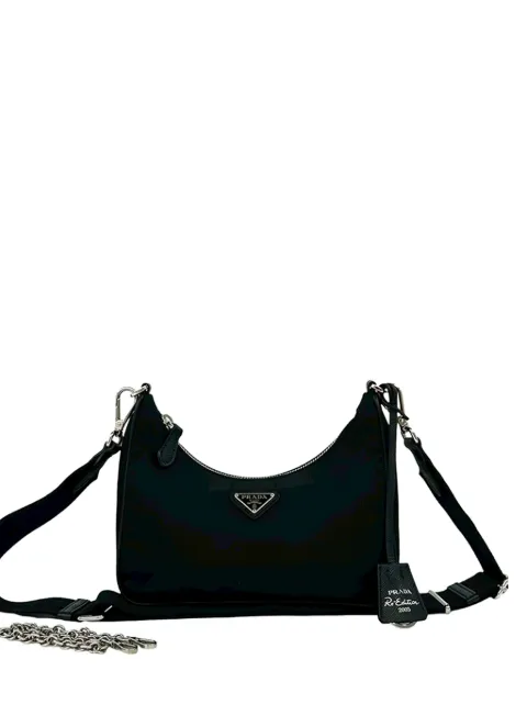 Prada Pre-Owned 2005 Saffiano Trimmed Re Nylon Re Edition 2005 satchel Black Q1TL4CCUYRL17XL7