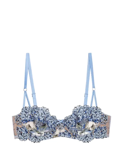 Fleur Du Mal Hydrangea Balconette floral-embroidered underwired bra Blue BR05441149